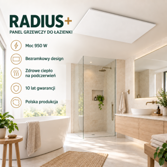 Panel grzewczy do łazienki RADIUS+ 950 W IP44 – ścienny lub sufitowy