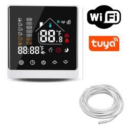 Inteligentny termostat z Wifi do ogrzewania podłogowego i paneli na podczerwień. Biały.